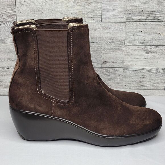 Sperry Top Sider Weatherproof Booties Size 10M Suede Pull On Wedge Brown Boots - Picture 2 of 11